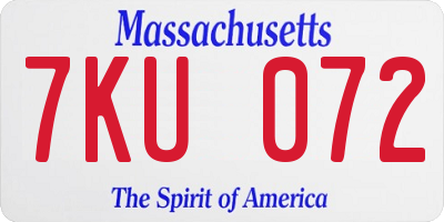 MA license plate 7KU072
