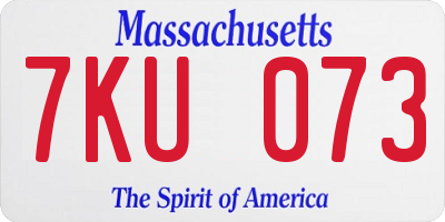 MA license plate 7KU073