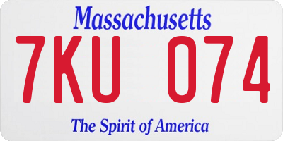 MA license plate 7KU074
