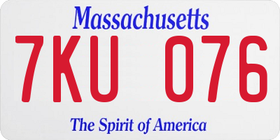 MA license plate 7KU076