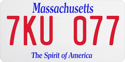 MA license plate 7KU077