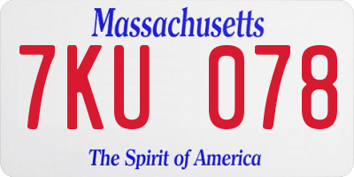 MA license plate 7KU078