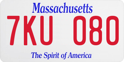 MA license plate 7KU080
