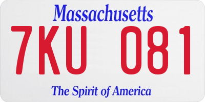 MA license plate 7KU081