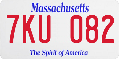MA license plate 7KU082