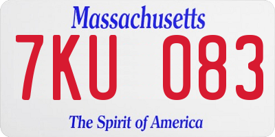 MA license plate 7KU083