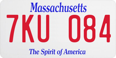 MA license plate 7KU084