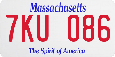 MA license plate 7KU086