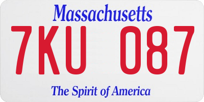 MA license plate 7KU087