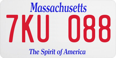 MA license plate 7KU088