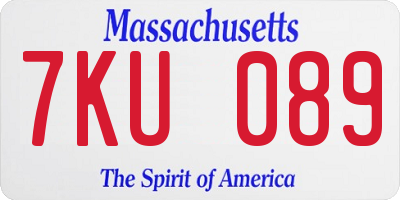 MA license plate 7KU089