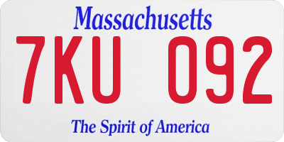MA license plate 7KU092