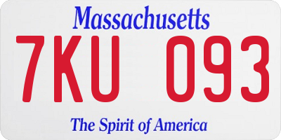 MA license plate 7KU093