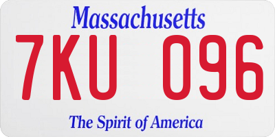 MA license plate 7KU096