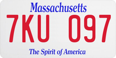 MA license plate 7KU097