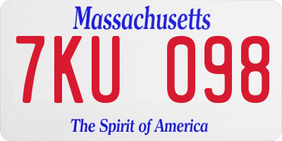 MA license plate 7KU098