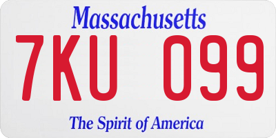 MA license plate 7KU099
