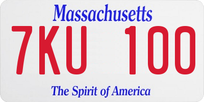 MA license plate 7KU100