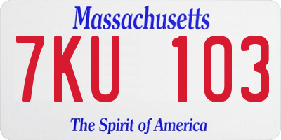 MA license plate 7KU103