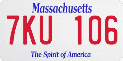 MA license plate 7KU106