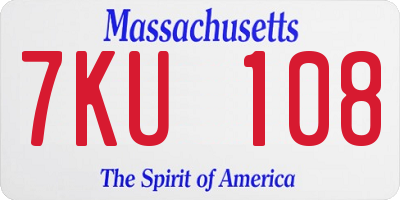 MA license plate 7KU108