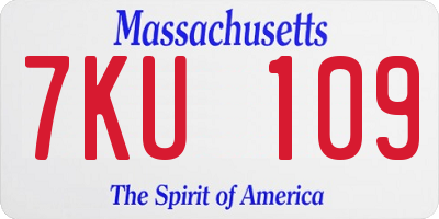 MA license plate 7KU109