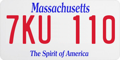 MA license plate 7KU110
