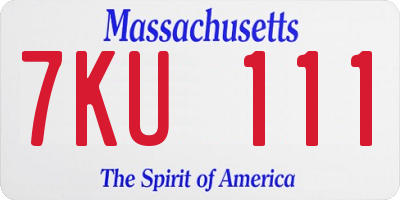 MA license plate 7KU111
