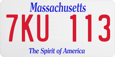MA license plate 7KU113