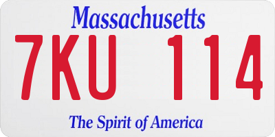 MA license plate 7KU114