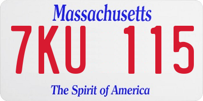 MA license plate 7KU115