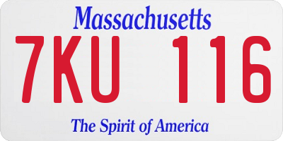 MA license plate 7KU116