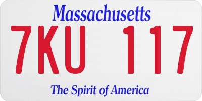 MA license plate 7KU117
