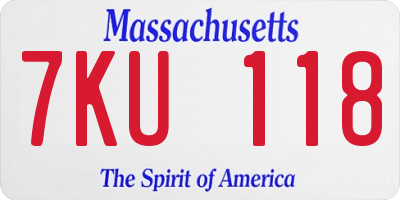 MA license plate 7KU118