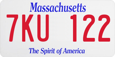 MA license plate 7KU122