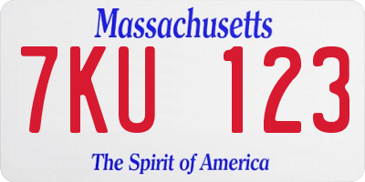 MA license plate 7KU123