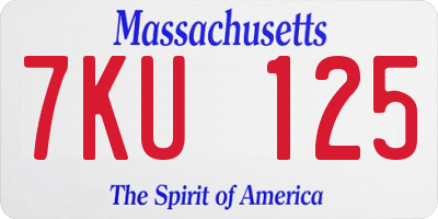 MA license plate 7KU125