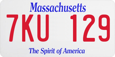 MA license plate 7KU129