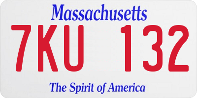 MA license plate 7KU132