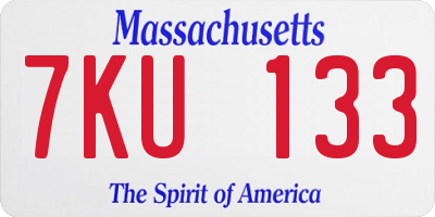 MA license plate 7KU133