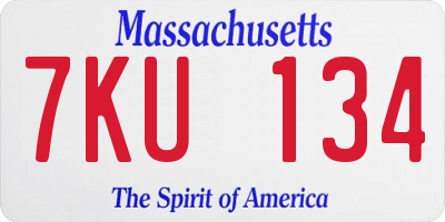 MA license plate 7KU134
