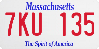 MA license plate 7KU135