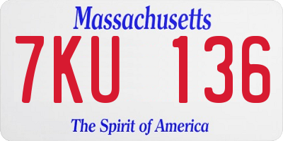 MA license plate 7KU136