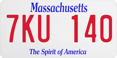 MA license plate 7KU140