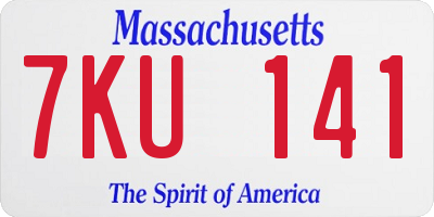 MA license plate 7KU141