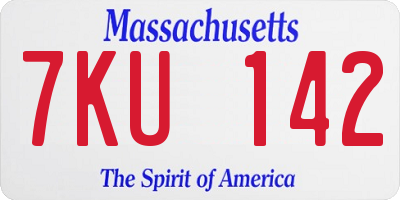 MA license plate 7KU142