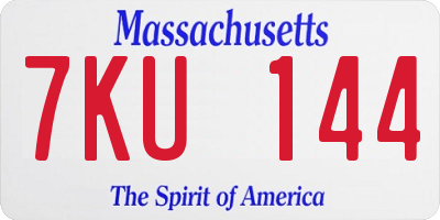 MA license plate 7KU144