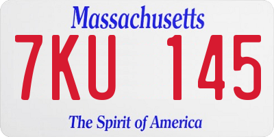 MA license plate 7KU145