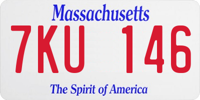 MA license plate 7KU146