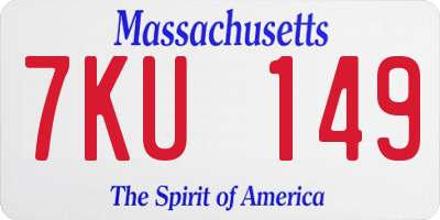 MA license plate 7KU149
